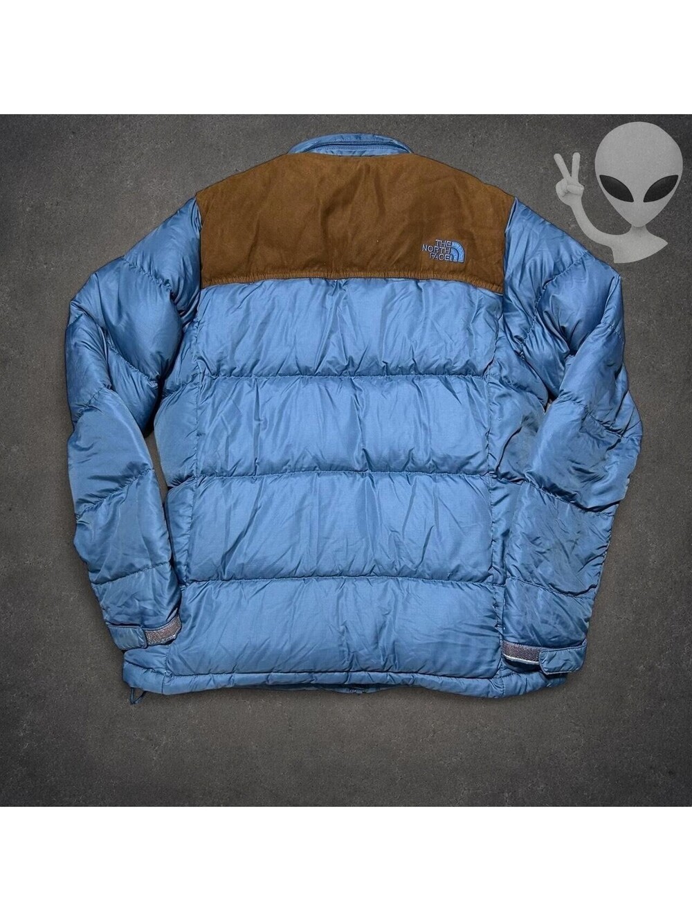 The North Face Nuptse 700 Down Puffer Jacket Womens Size M Blue Brown Vintage - Picture 7 of 8